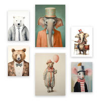 POSTER Set Mit 6 Zirkustiere A3 & A4 Rahmenlos - Klar, Papier (29/3cm) - Nacnic
