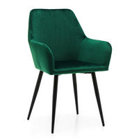 STUHL IVO gepolstert - grün - Samt Velours - Schwarz/Grün, Textil/Metall (55/88/54cm) - NEW HOME
