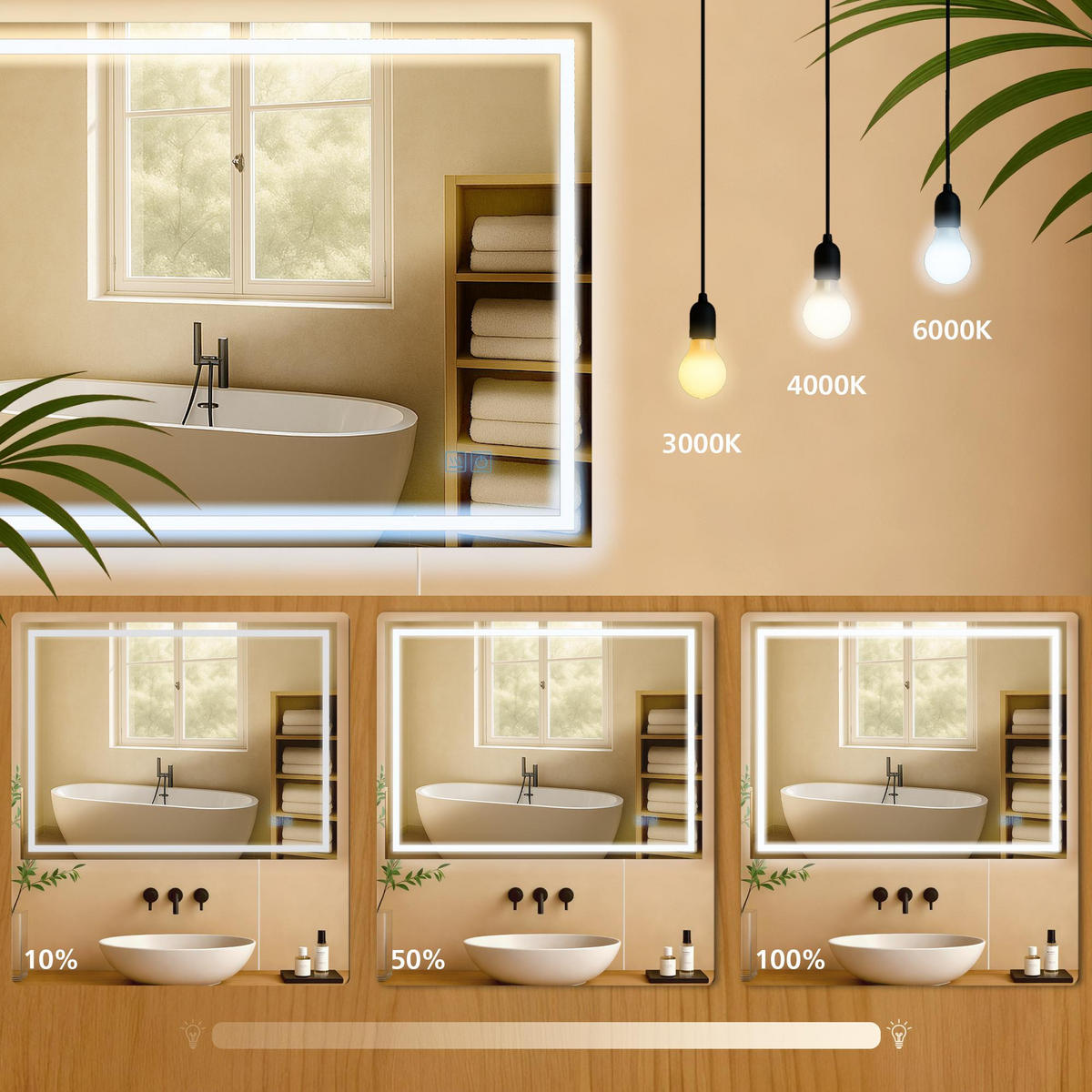 BADSPIEGEL Graz 50x70 ohne Bluetooth 70x3,5x50cm Glas Klarglas Badezimmerspiegel - Klar, Glas (70/50/3.5cm) - DELUKE
