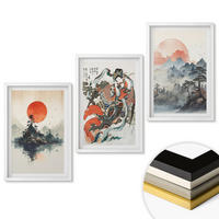 WANDBILDER 3er-Set - 40x60 cm Weißer Rahmen - Asiatische Japandi-Malereien - Weiß, Kunststoff (40/60cm) - ArtPrintCave