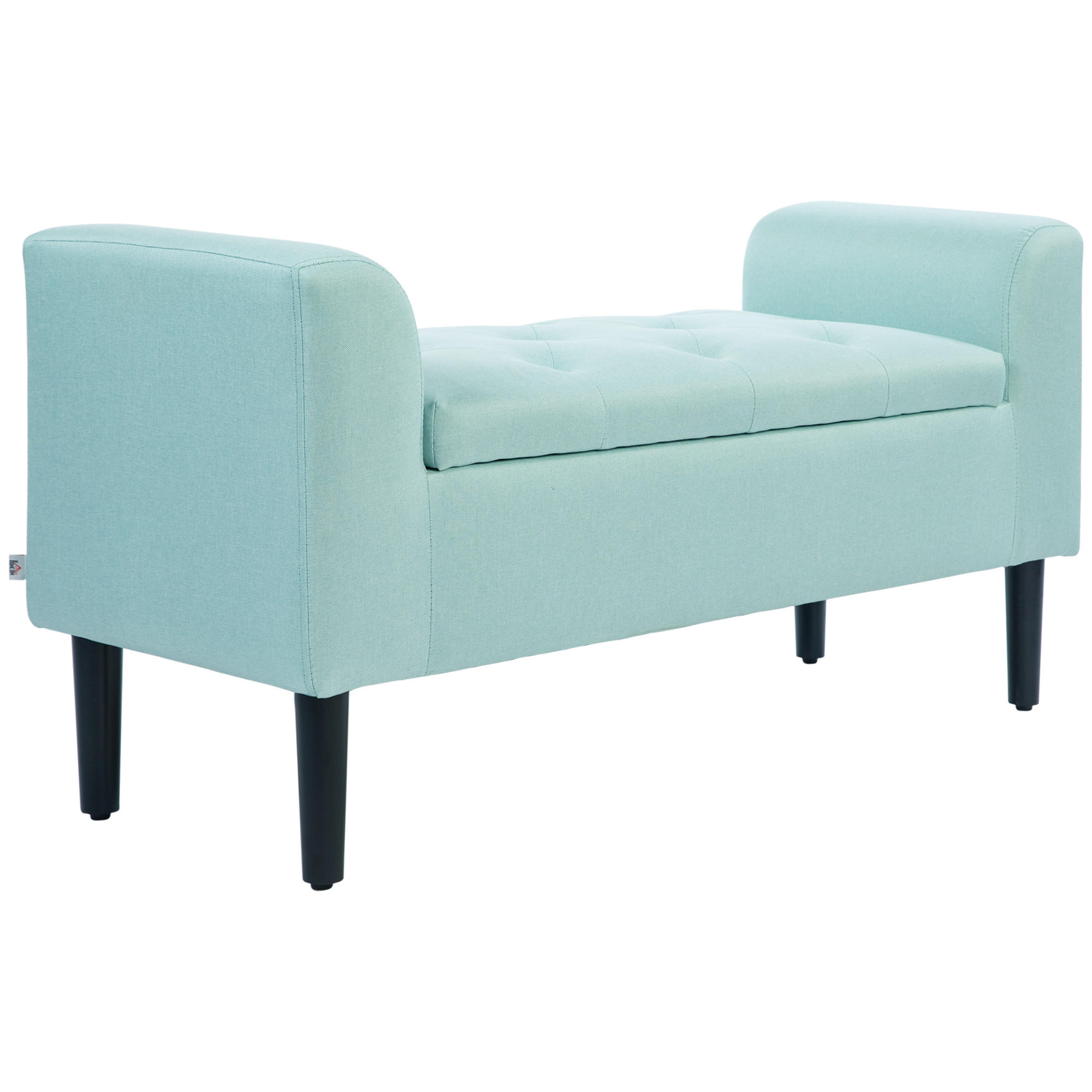 SITZBANK mit Stauraum, Polsterbank mit Leinenoptik, 116 x 44 x 58 cm Grün - Grün, Kunststoff (116/58/44cm) - HOMCOM