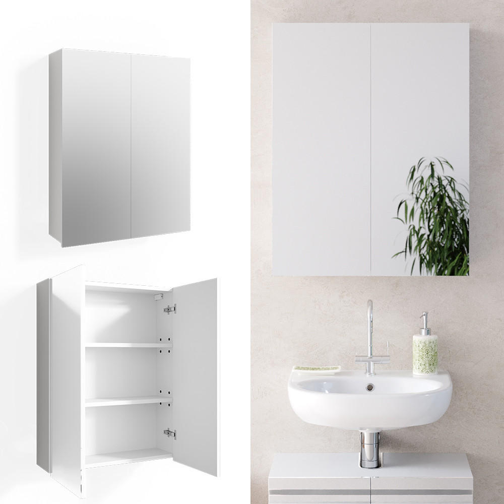BADSPIEGELSCHRANK Fredd Weiß 60 x 77 cm - Weiß Hochglanz, Holzwerkstoff (60/77/17.2cm) - Vicco
