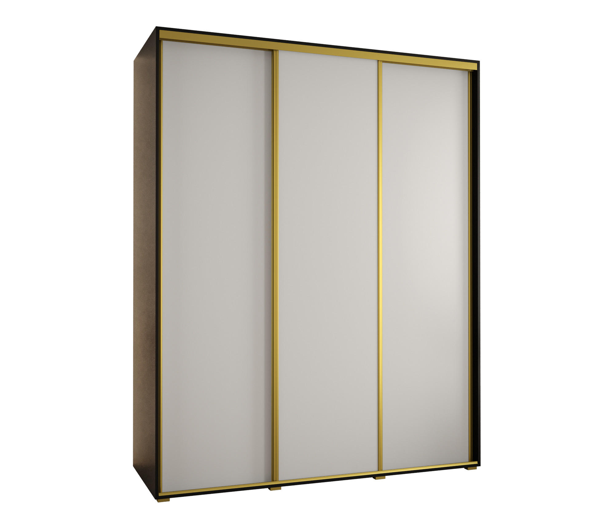 Abiks Möbel Schwebetürenschrank Schwarz, Weiß, Gold 190x235x60 cm