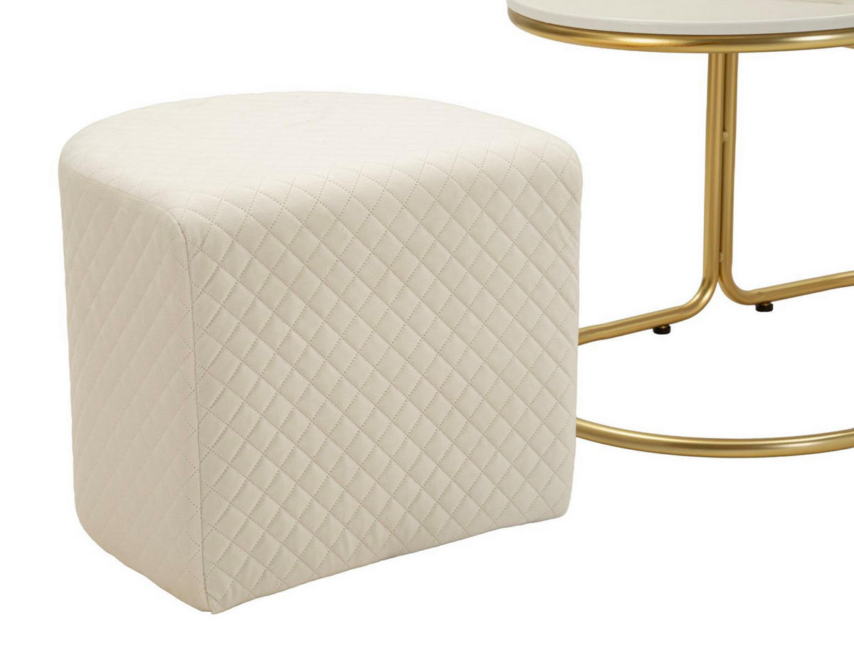 COUCHTISCHE IM 3ER-SET Relax, weiß und goldfarben, Kiefernholz, MDF, Polyester und Metall - Goldfarben/Weiß, Holz/Holzwerkstoff (45/79/44cm) - Mauro Ferretti