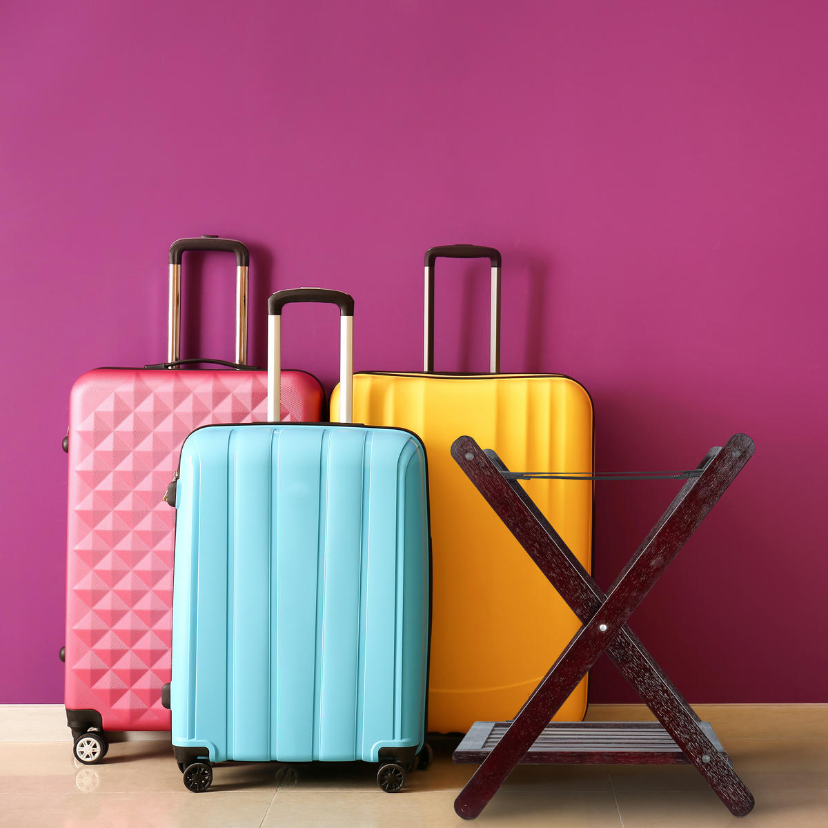 STOJAN na kufre - tmavohnedá, drevo/textil (67.5/56/42.5cm) - Relaxdays