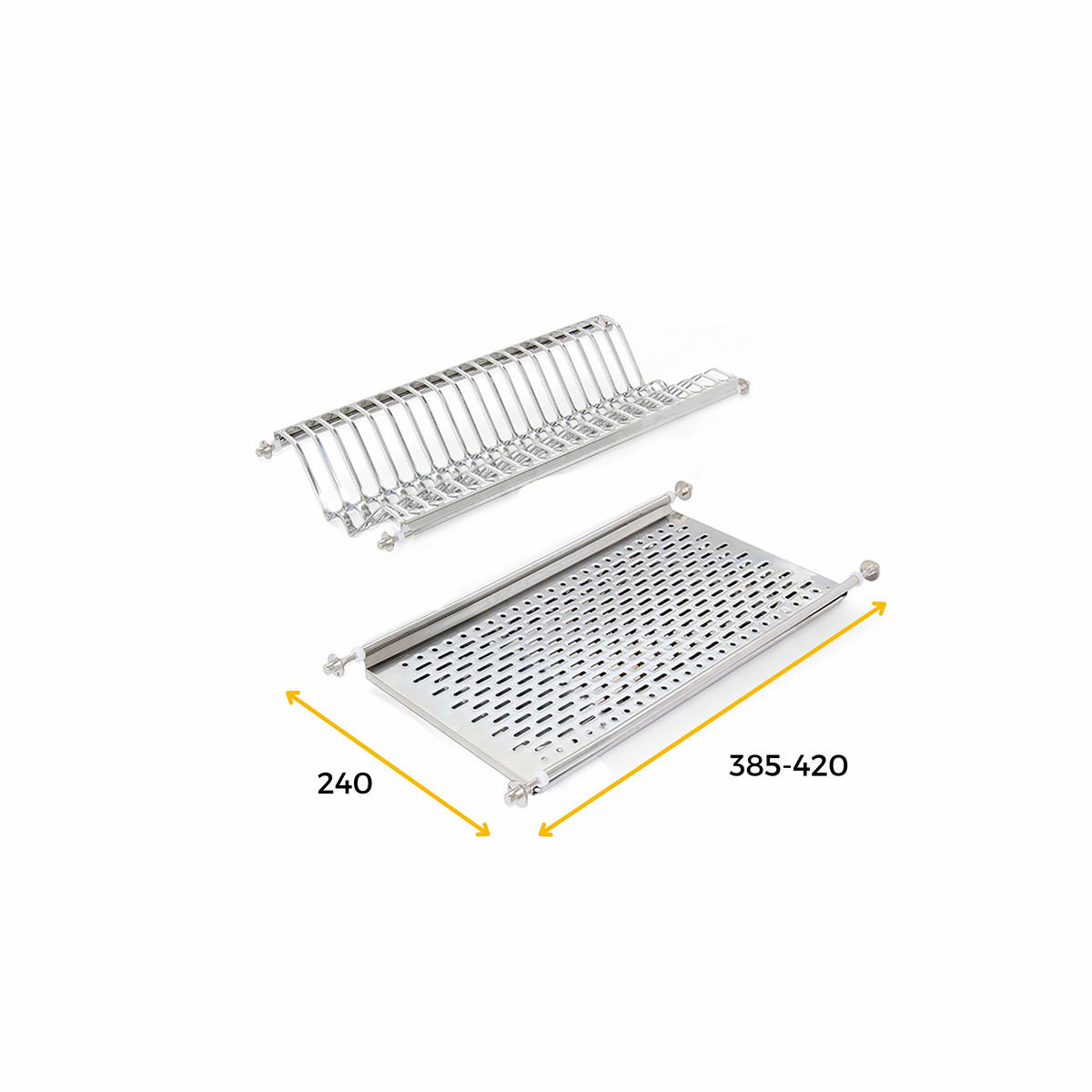 GESCHIRRABTROPFER für Hochschränke, Modul 450mm, Edelstahl - Edelstahlfarben, Metall (24/8/42cm) - EMUCA