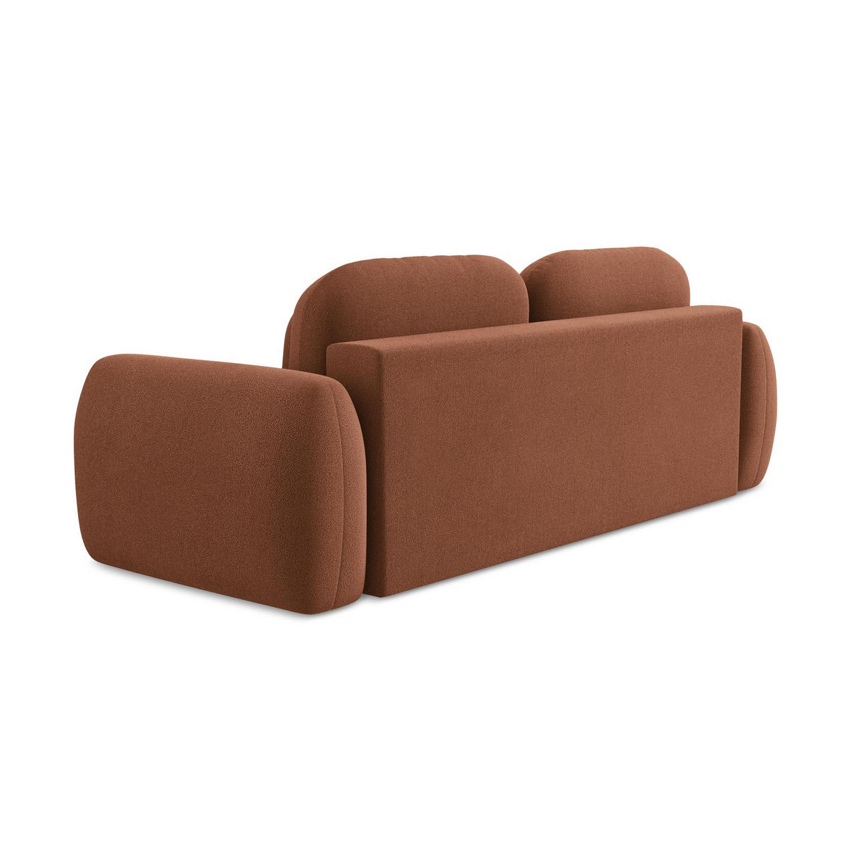 3-SITZER SOFA mit Schlaffunktion Bouclé Stoff Orange - Terracotta/Schwarz, Holzwerkstoff/Kunststoff (266/95/121cm) - LaMiaSofa