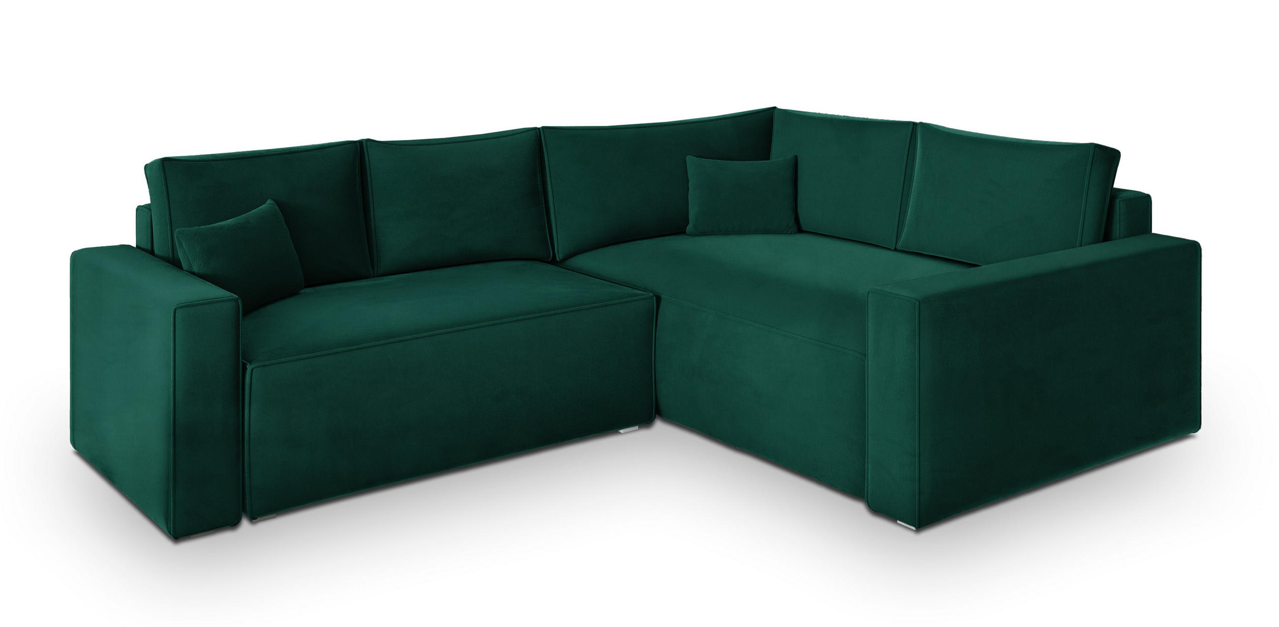 ECKSOFA ERONIS R-S Grün Velours-Stoff mit Schlaffunktion - Grün, Holz (265/194cm) - MASSENO