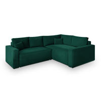 ECKSOFA ERONIS R-S Grün Velours-Stoff mit Schlaffunktion - Grün, Holz (265/194cm) - MASSENO