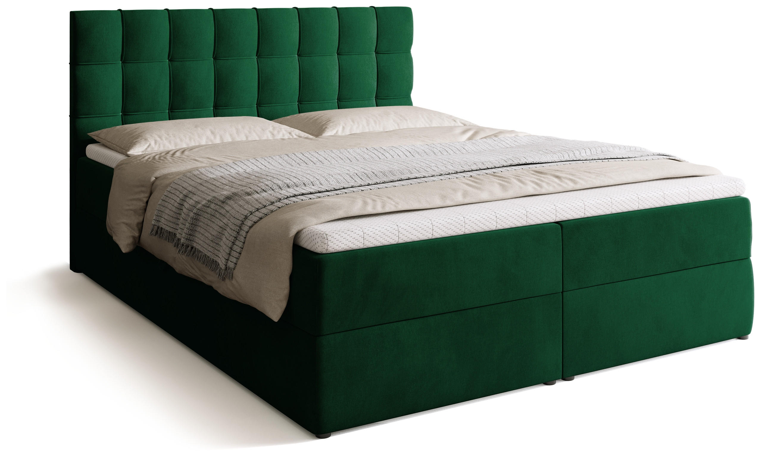 BOXBETT Detroit mit Topper 160/200 Grün - Grün, Holzwerkstoff/Textil (160/200cm) - Bromarkt