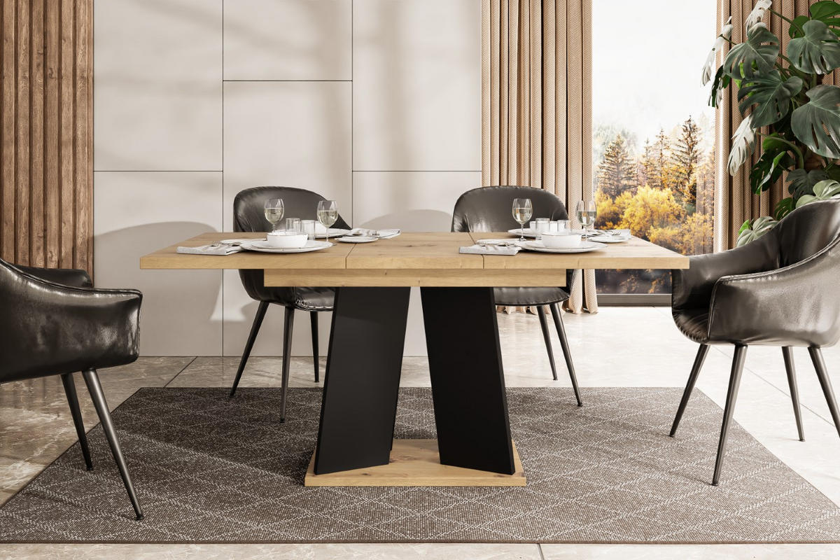 ESSTISCH ausziehbar 120 -160x90x75 cm - Artisan Eiche Optik/Schwarz- UFOM - Eichefarben, Holzwerkstoff (120/90/75cm) - ALTDECOR