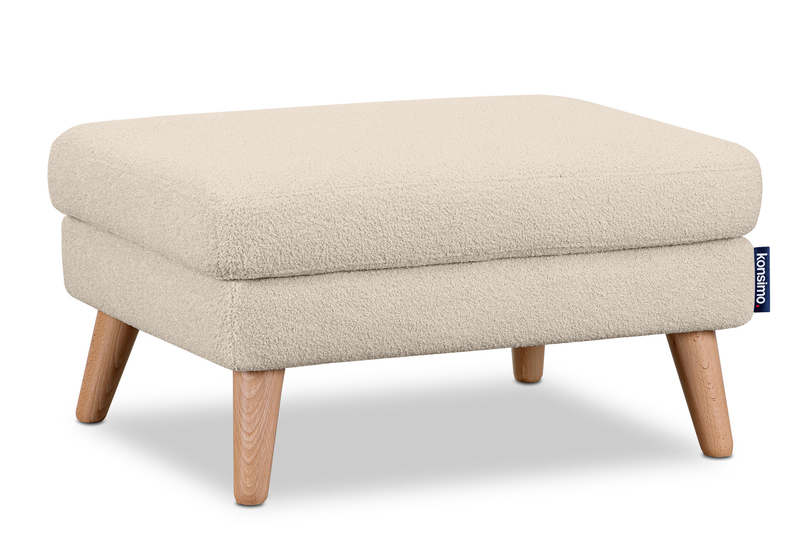 SITZHOCKER TAGIO Pouffe, creme - Creme/Braun, Buchenholz/Textil (65/46/80cm) - KONSIMO®