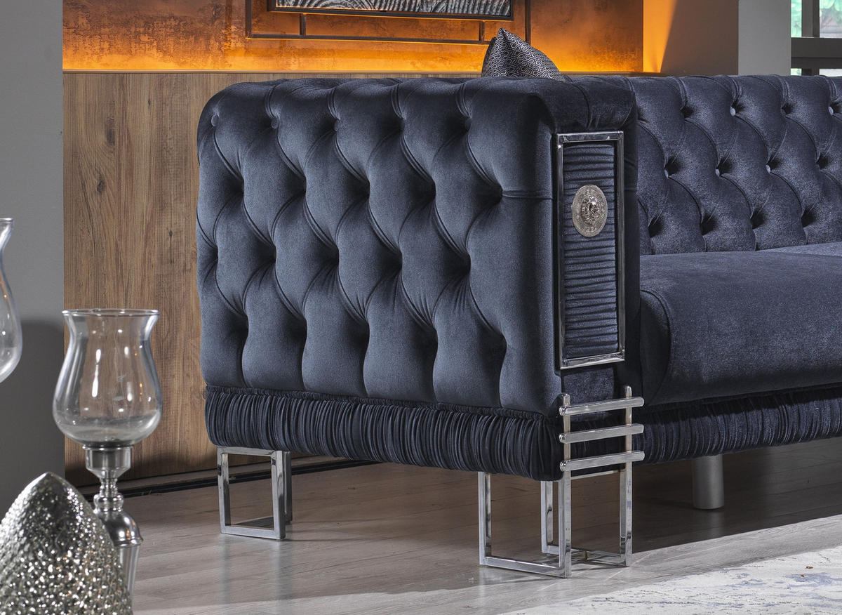 SITZGARNITUR Löwe Anthrazit Stellvariante:2+2+1 - Anthrazit, Holz (170/82/95cm) - Villa Möbel