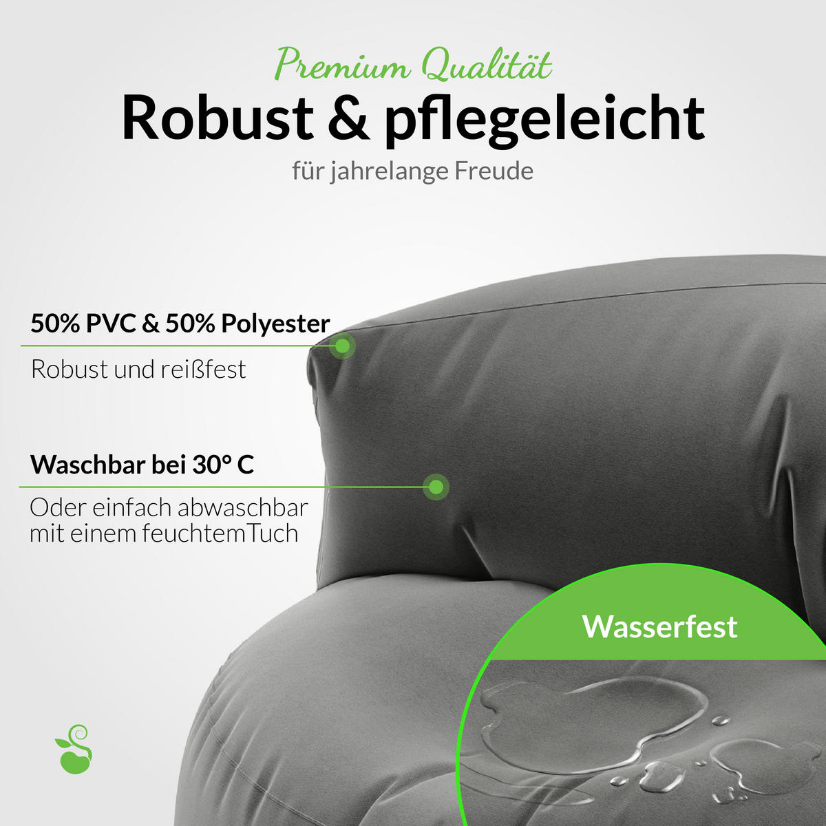 INDOOR OUTDOOR SITZSACK Lounge Sofa - Anthrazit, Textil (90/50/50cm) - Green Bean