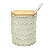 KERAMIKDOSE mit Deckel und Löffel, Ø8,5x9,5 cm (2er-Set) - Weiß, Keramik (5/5cm) - MORLEOS