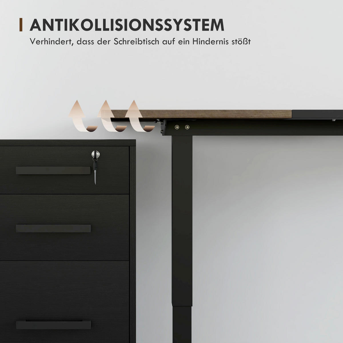 ELEKTRISCHES Schreibtisch Tischgestell mit Motor höhenverstellbar Metall Schwarz - Naturfarben, Metall (140/70/116cm) - Vinsetto