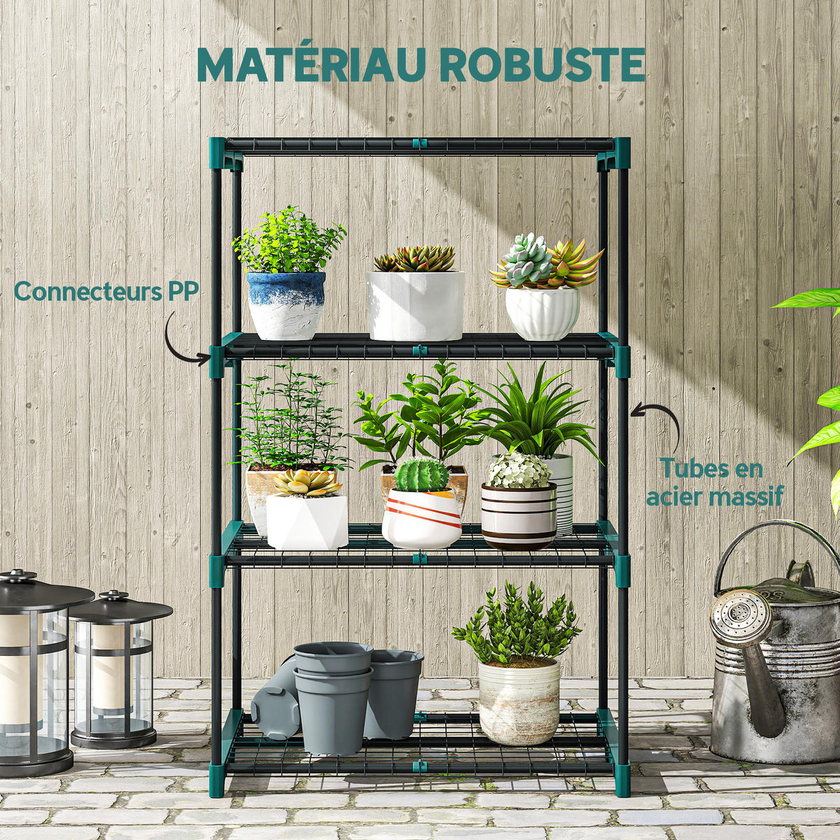 BLUMENTREPPE DE-12266 4-stufig, 67/49/105 cm, ma/. 15 kg Grün - Grün, Metall (49/105/67cm) - ComfortXL