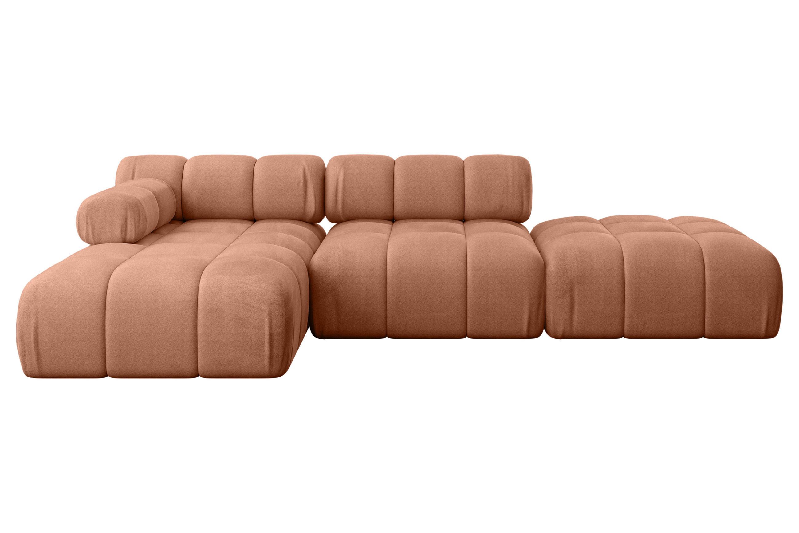ECKSOFA modulares Sofa Lizur-L1 - 285x160x70 cm Apricot Velours - Koralle, Holzwerkstoff/Textil (285/160cm) - ALTDECOR