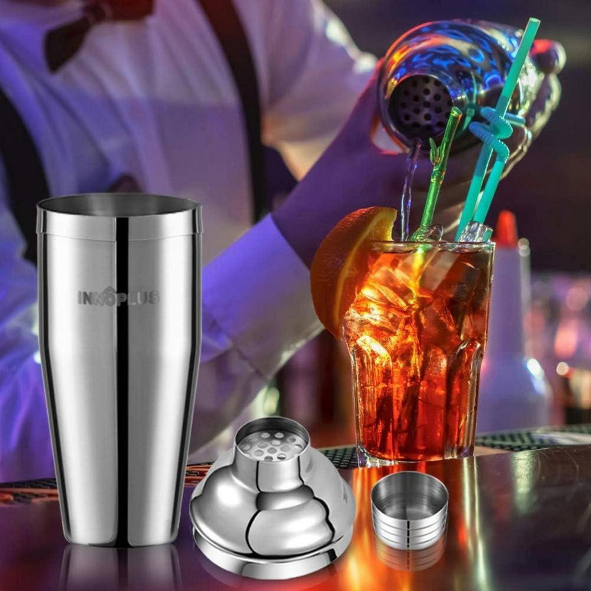 COCKTAIL Shaker Set Edelstahl 750 ml - Silberfarben, Metall (9.2/9.2/19.6cm)