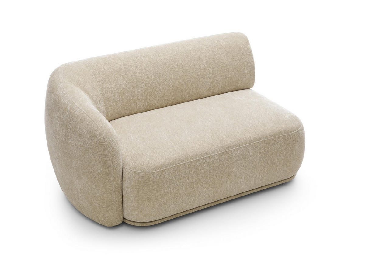 SOFA Nobis Beige, Modulares Sofa mit abgerundeten Seiten und Dreieckspouffe mit Tischplatte - Beige, Holzwerkstoff/Textil (357/75/97cm) - Bettso