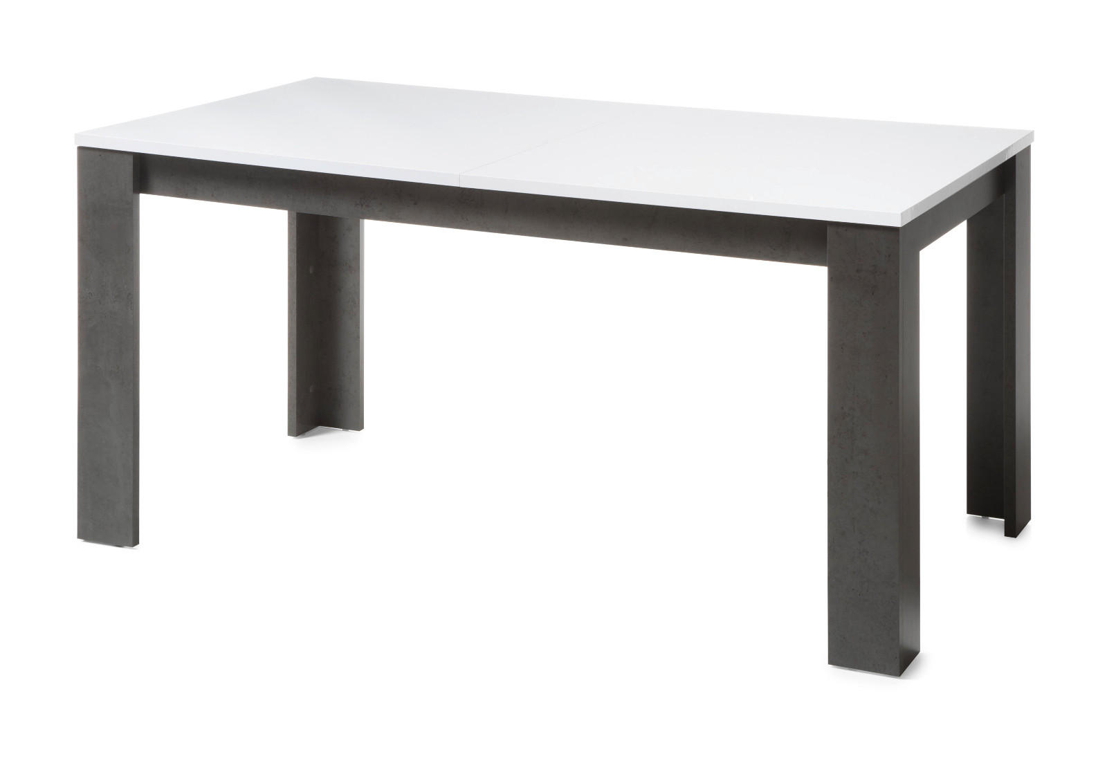 ESSTISCH weiß Hochglanz, grau Stone 158 - 200 cm, Küchentisch ausziehbar - Weiß Hochglanz/Grau, Holzwerkstoff (158/88/75cm) - Furn.Design