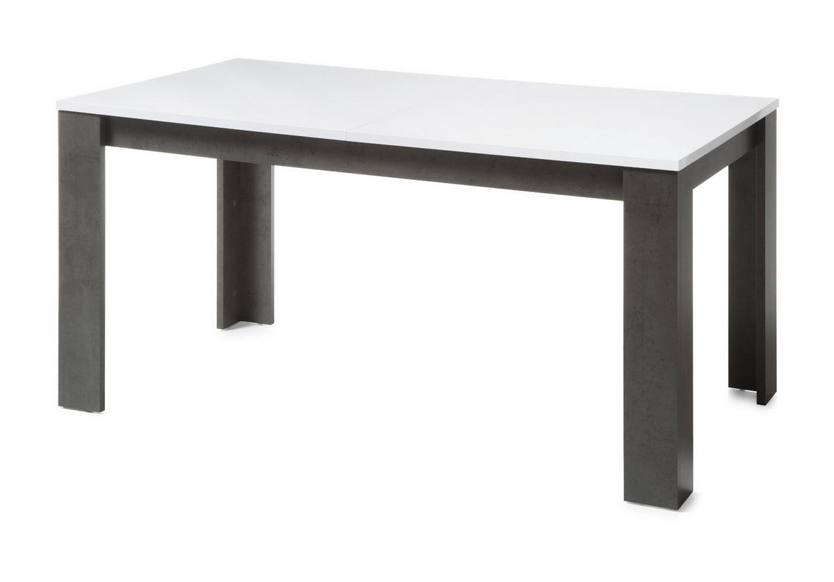 ESSTISCH weiß Hochglanz, grau Stone 158 - 200 cm, Küchentisch ausziehbar - Weiß Hochglanz/Grau, Holzwerkstoff (158/88/75cm) - Furn.Design
