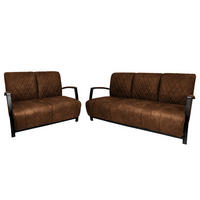 POLSTERGARNITUR (3-2) - Antiklederlook - Braun, Textil (1/1/1cm) - home24