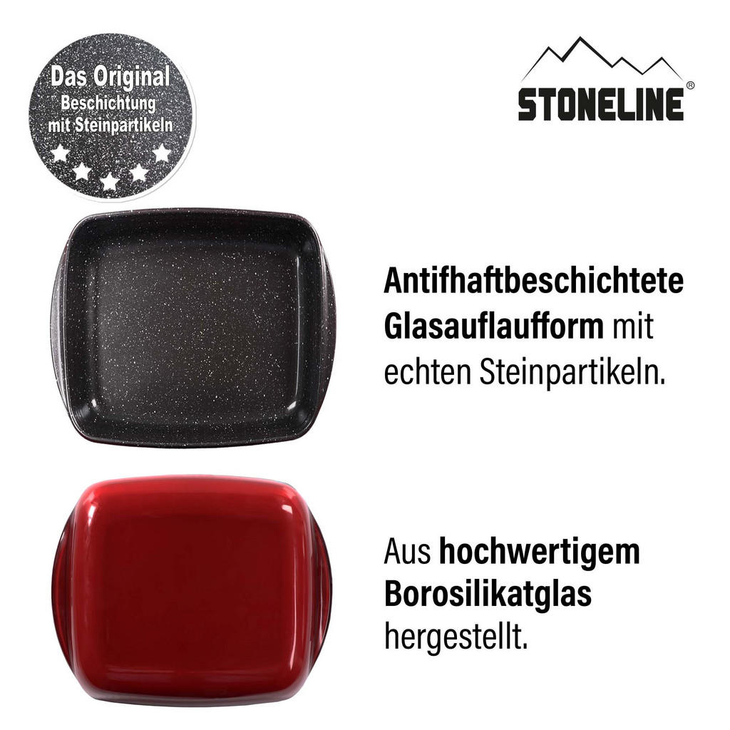 Thumbnail - Stoneline Auflaufformenset, Rot, Glas, Kochen, Auflaufformen