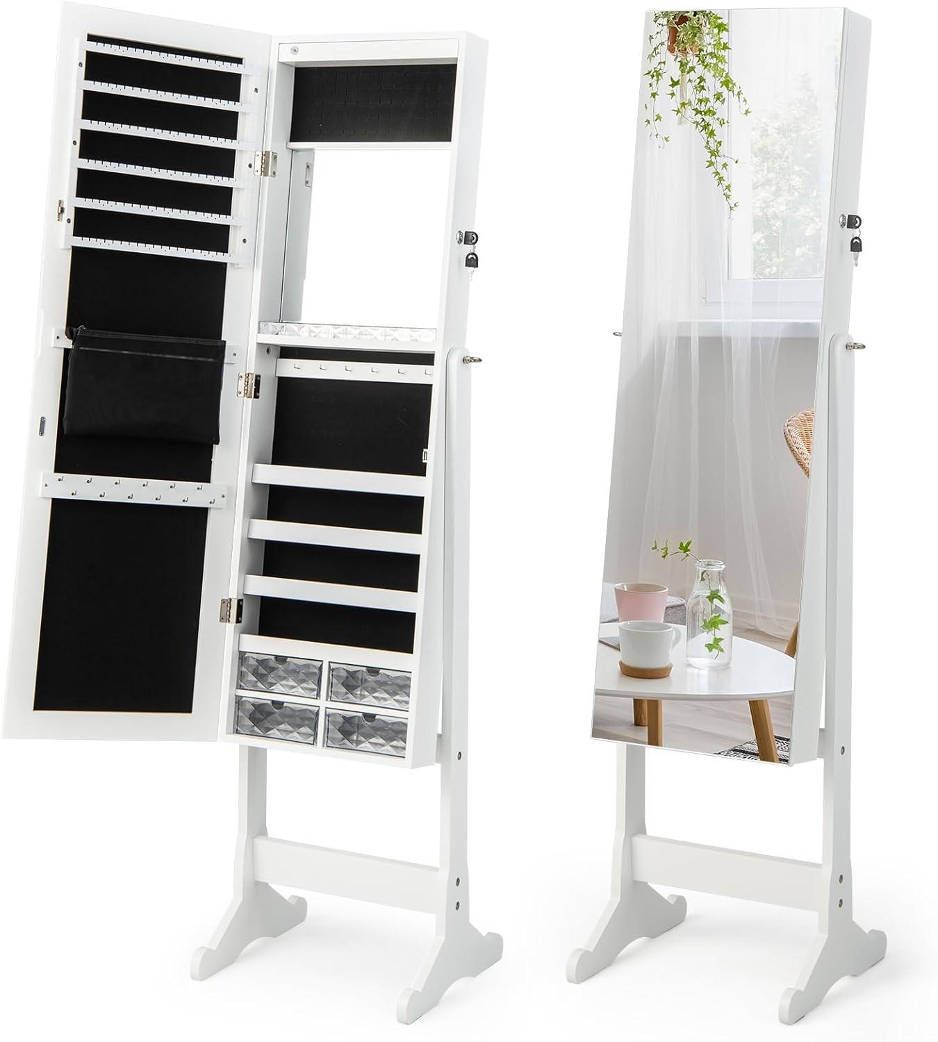 Costway Schmuckschrank Weiß 41x158x36 cm