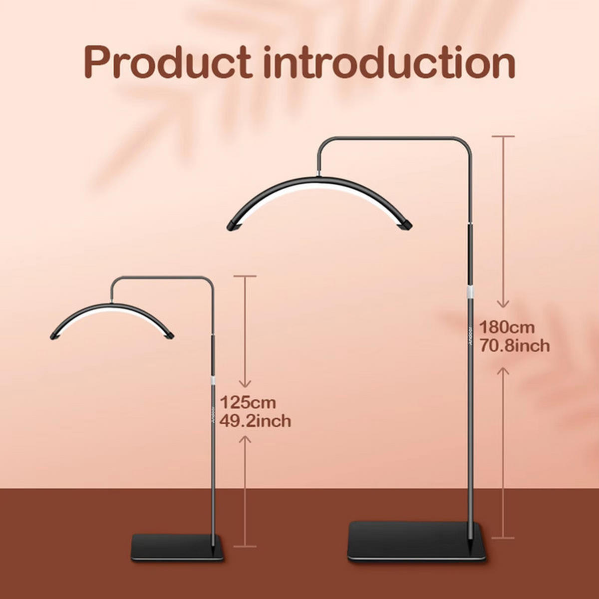 LED-STEHLEUCHTE 36W Halbmond Dimmbar 3200–5600K Metall 180cm Stativ Fernbedienung Gold - Goldfarben, Kunststoff/Metall (1/1/125cm) - Kaket