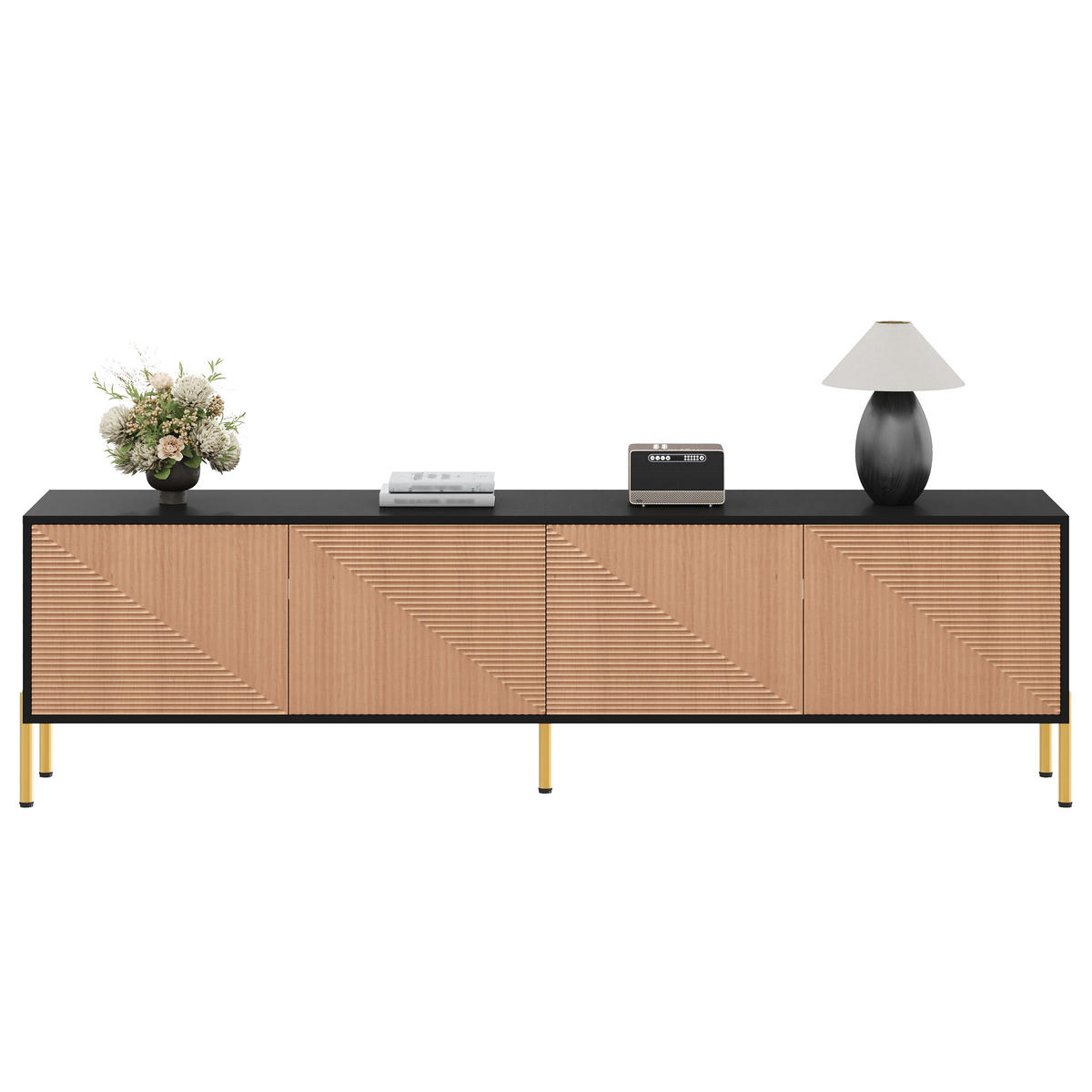 TV-SCHRANK 179x35x53.5 Farbblock Design Niedriger TV-Ständer - Schwarz, Holzwerkstoff (35/53.5/179cm) - FLIEKS