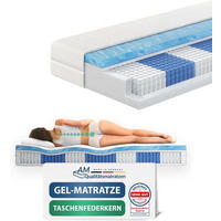 GEL TASCHENFEDERKERNMATRATZE 1000 Federn 140/200 cm H2 - 24cm Höhe & Tencel Bezug - Weiß, Textil (140/200cm) - AM Qualitätsmatratzen