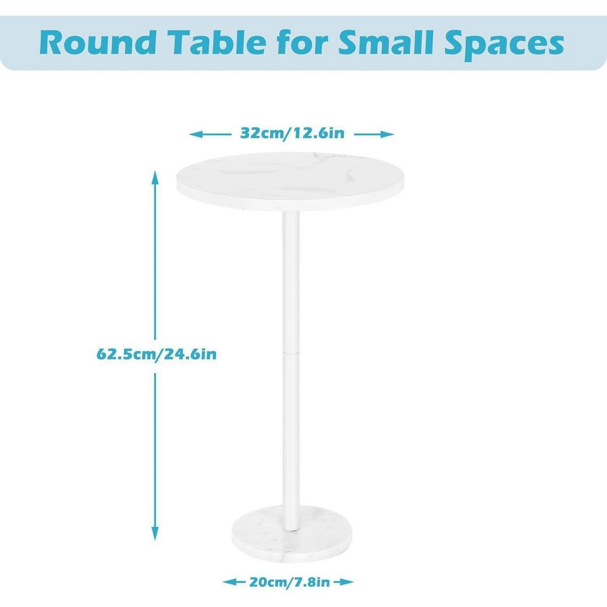 BEISTELLTISCH 2er-Set rund weiß Marmorsockel 32 cm - Weiß, Stein (32/32/62.5cm)