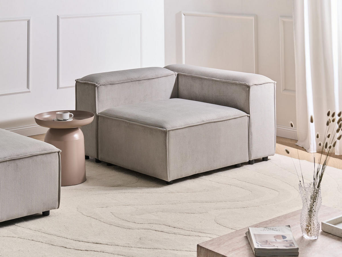 ECKMODUL Cord Taupe rechtsseitig Ardal - Taupe, Textil (120/68/120cm) - Beliani