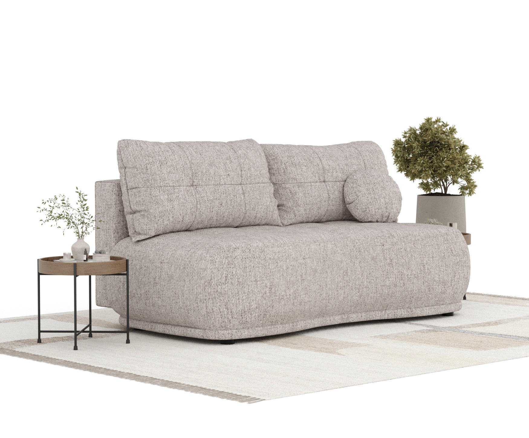 SCHLAFSOFA Cirrus Hellbraun Webstoff - Hellbraun/Schwarz, Holz/Holzwerkstoff (206/95/105cm) - Maison de Reve