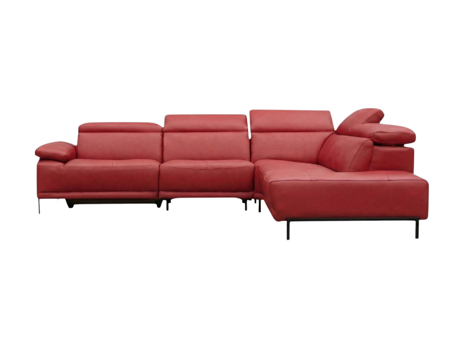 ECKSOFA Linus Echtleder Rot - Rot, Leder/Metall (262/220cm)