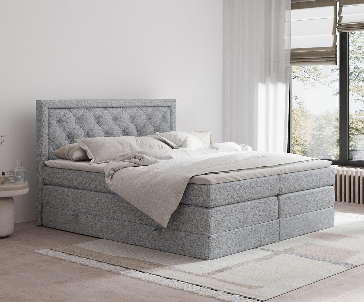BOXSPRINGBETT Aurelia Grau 160/200 cm - Schwarz/Grau, Holz/Holzwerkstoff (160/200cm) - Maison de Reve