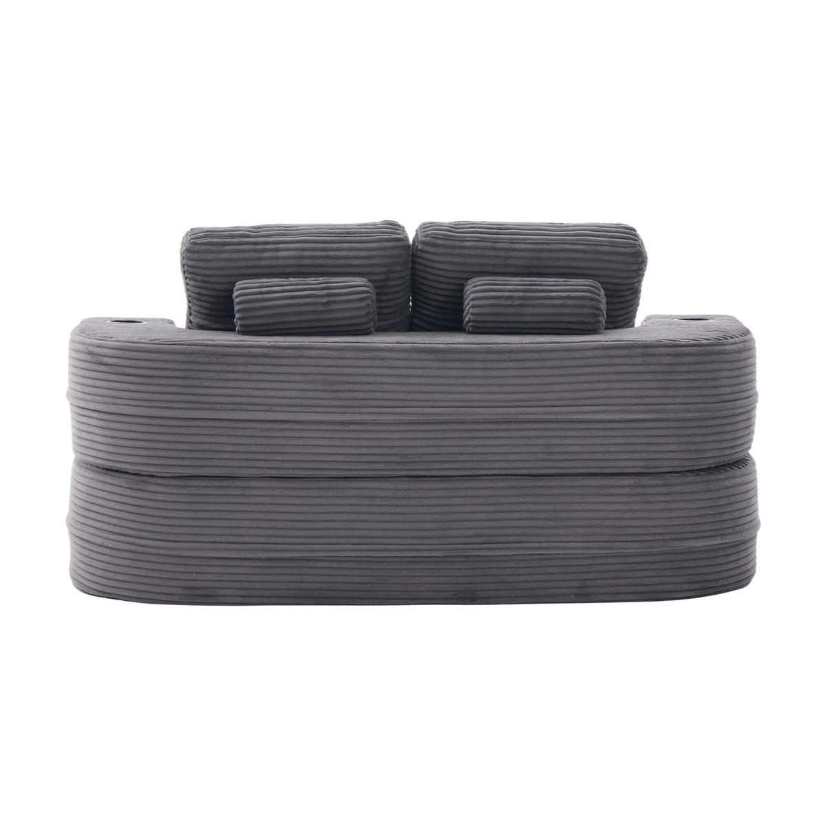 SCHLAFSOFA DE-33608 2-in-1 mit Getränkehaltern und tiefer Sitzfläche Dunkelgrau - Dunkelgrau, Textil (165/61/97cm) - ComfortXL