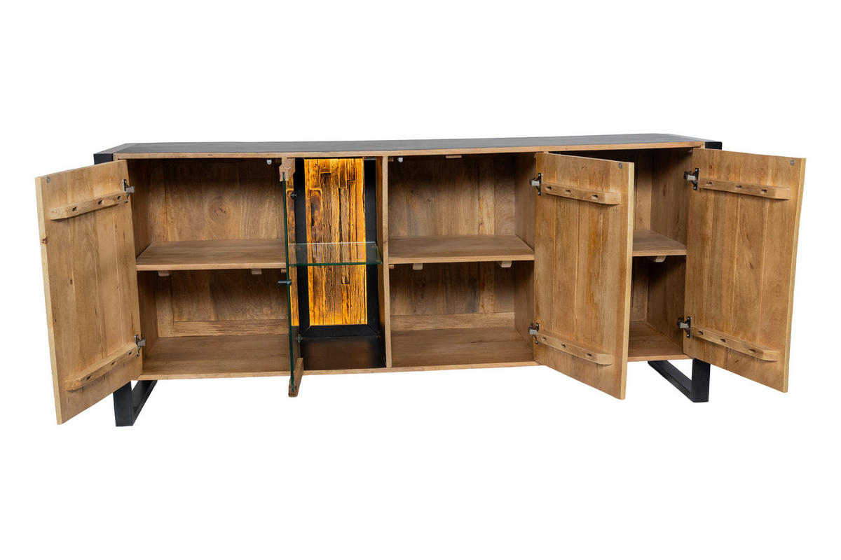 SIDEBOARD Liv Mangoholz Schwarz Matt 81x47x180cm - Schwarz, Holz (180/81/47cm) - DELUKE