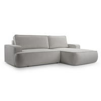 ECKSOFA L Form Ablia Hellgrau 267/168/87 cm mit Schlaffunktion R - Hellgrau/Schwarz, Kunststoff/Textil (267/168cm) - AX Living