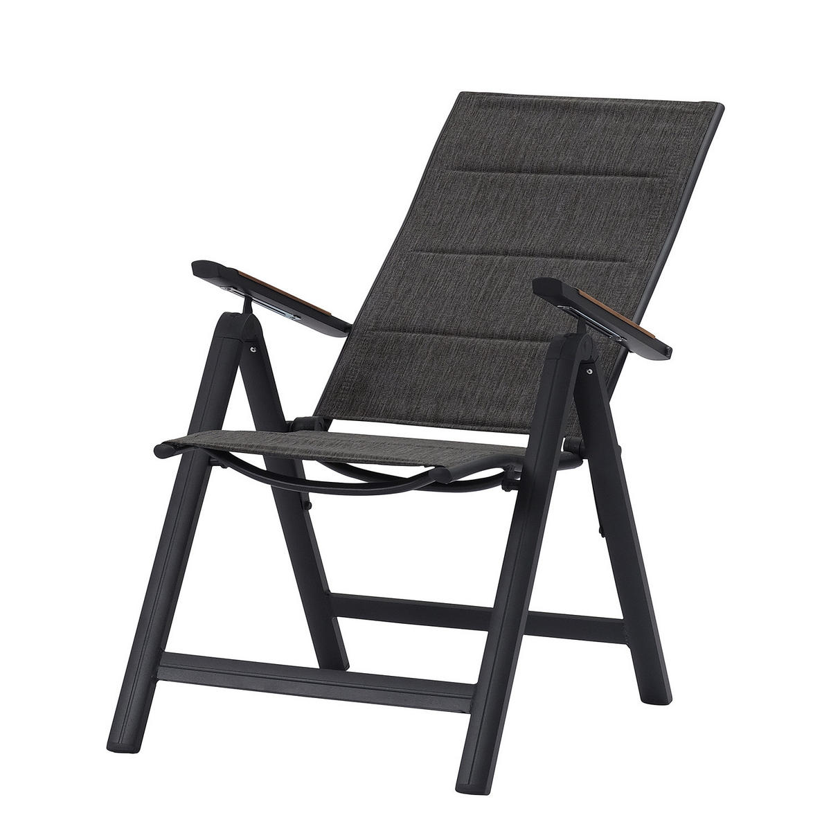 KLAPPSTUHL - Aluminium / Mischgewebe - Anthrazit - 2er-Set - Anthrazit, Textil/Metall (57/108/70cm) - home24