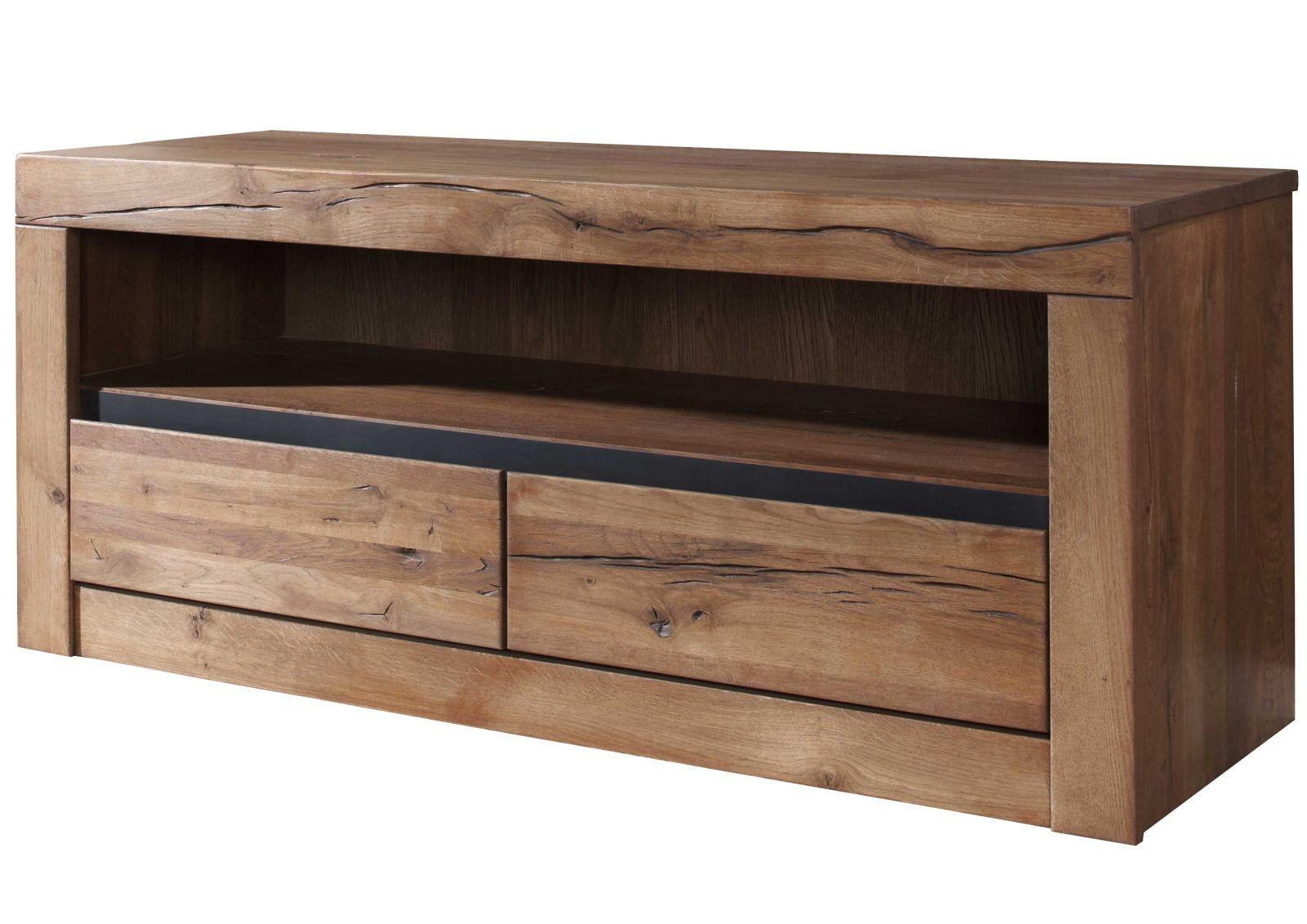 TV-BOARD Wild-/Zerreiche 115x42x49 Tabacco brown geölt MONTREUX #303 - Braun, Holz (42/49/115cm) - Massivmoebel24