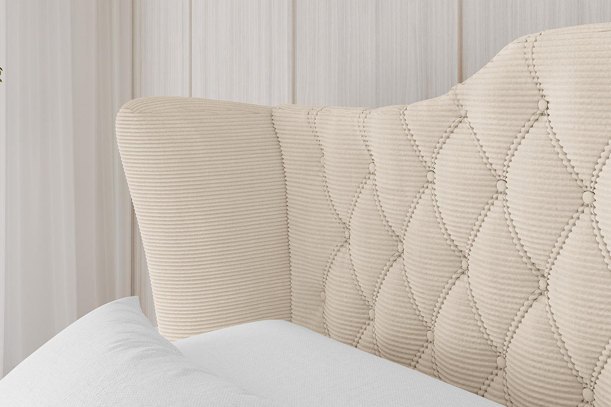 POLSTERBETT mit Bettkasten, Fußteil und Lattenrost, Boxbett mit Matratze H3/H4 - ZORAN-Z 180x200 Beige - Creme, Holzwerkstoff/Textil (180/200cm) - ALTDECOR