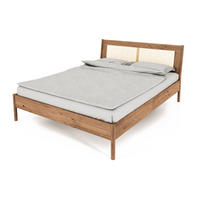 BETT MIT RATTANKOPFTEIL INA 90x190 Wildeiche - Beige, Holz (90/190cm) - byoak