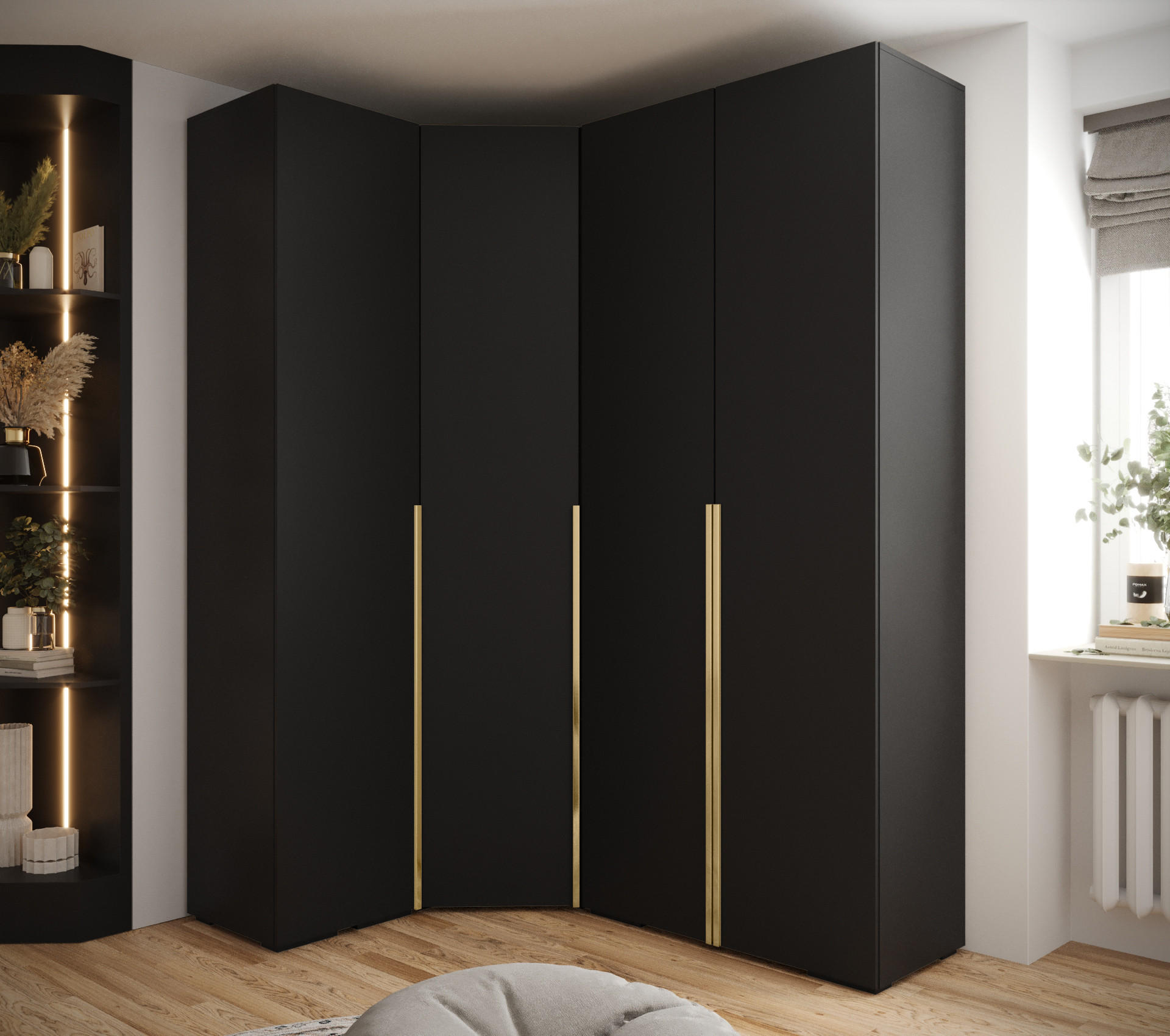 GARDEROBEN-SET 236,7/181,7/47 - Goldfarben/Schwarz, Holz/Kunststoff (181.7/236.7/47cm) - Abiks Möbel