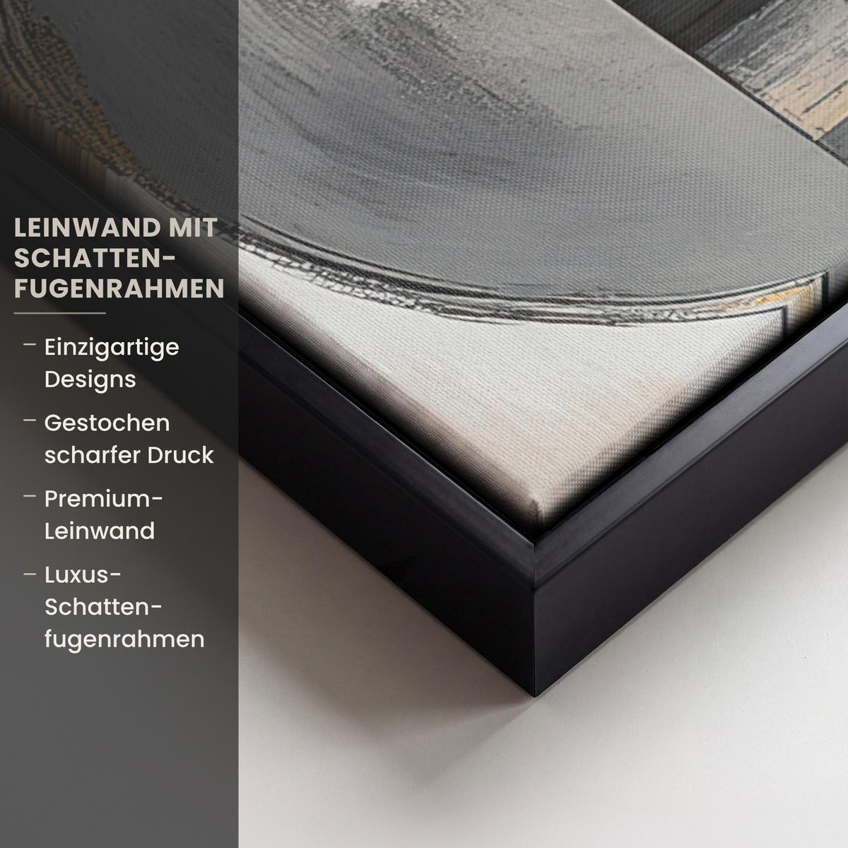 LEINWAND Bilder mit Rahmen - Abstrakt - Gold - Silber - Formen - Ästhetisch - Modern - 50x50 - Goldfarben, Textil (50/50cm) - MuchoWow