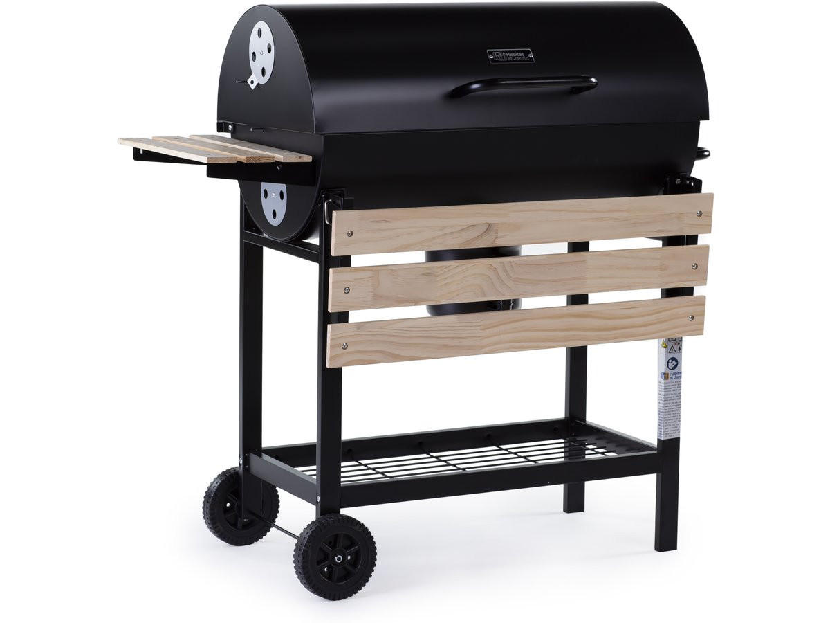 HOLZKOHLENGRILL king - Schwarz, Metall (63/105/95cm) - Habitat Garten