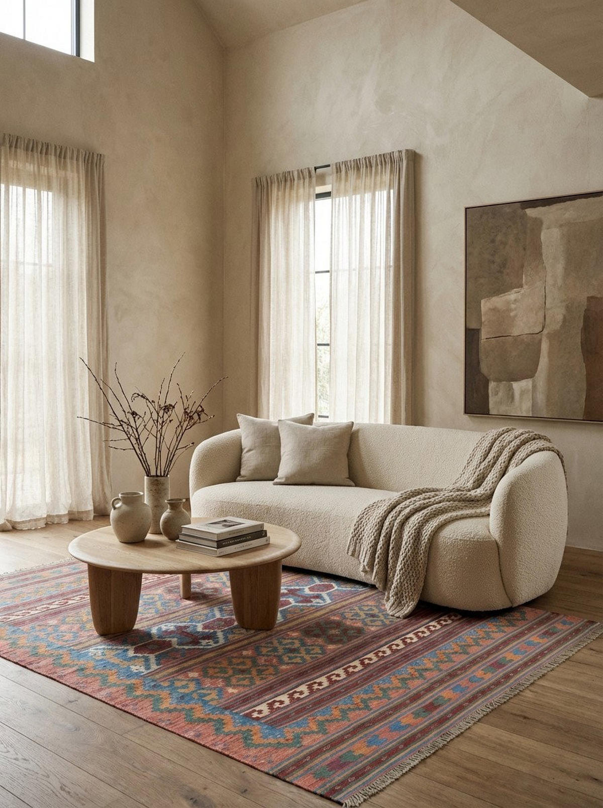 HANDWEBTEPPICH Sumak Sirdjan Kelim Bunt 218/153 cm Schurwolle - Multicolor, Textil (153/218cm) - Looma