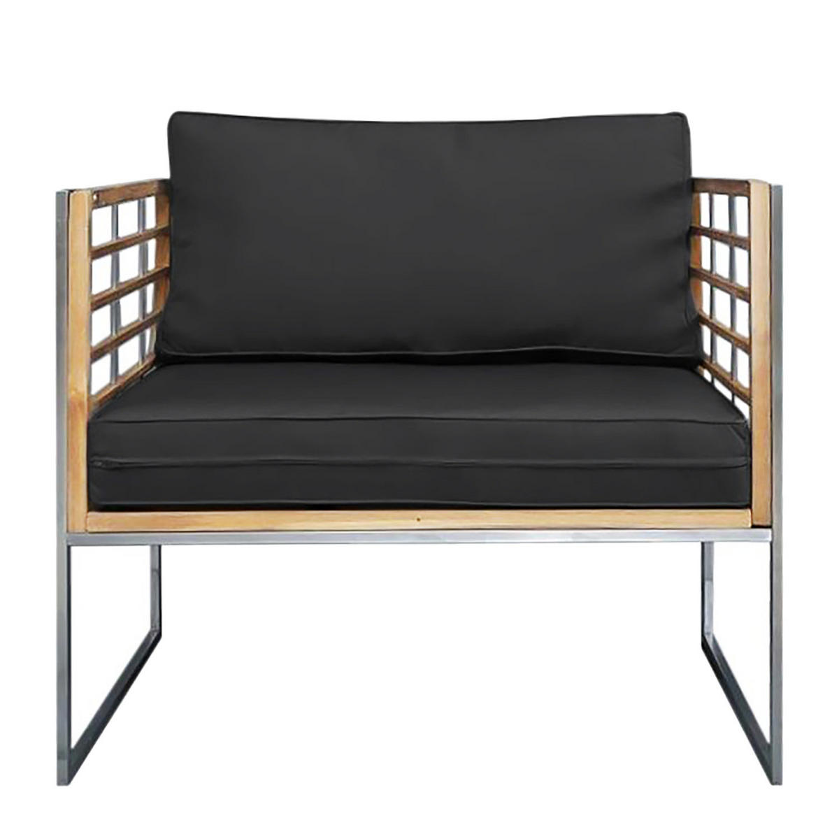LOUNGESET - 6-teilig - Webstoff / Teak massiv - Anthrazit, Holz/Textil - home24