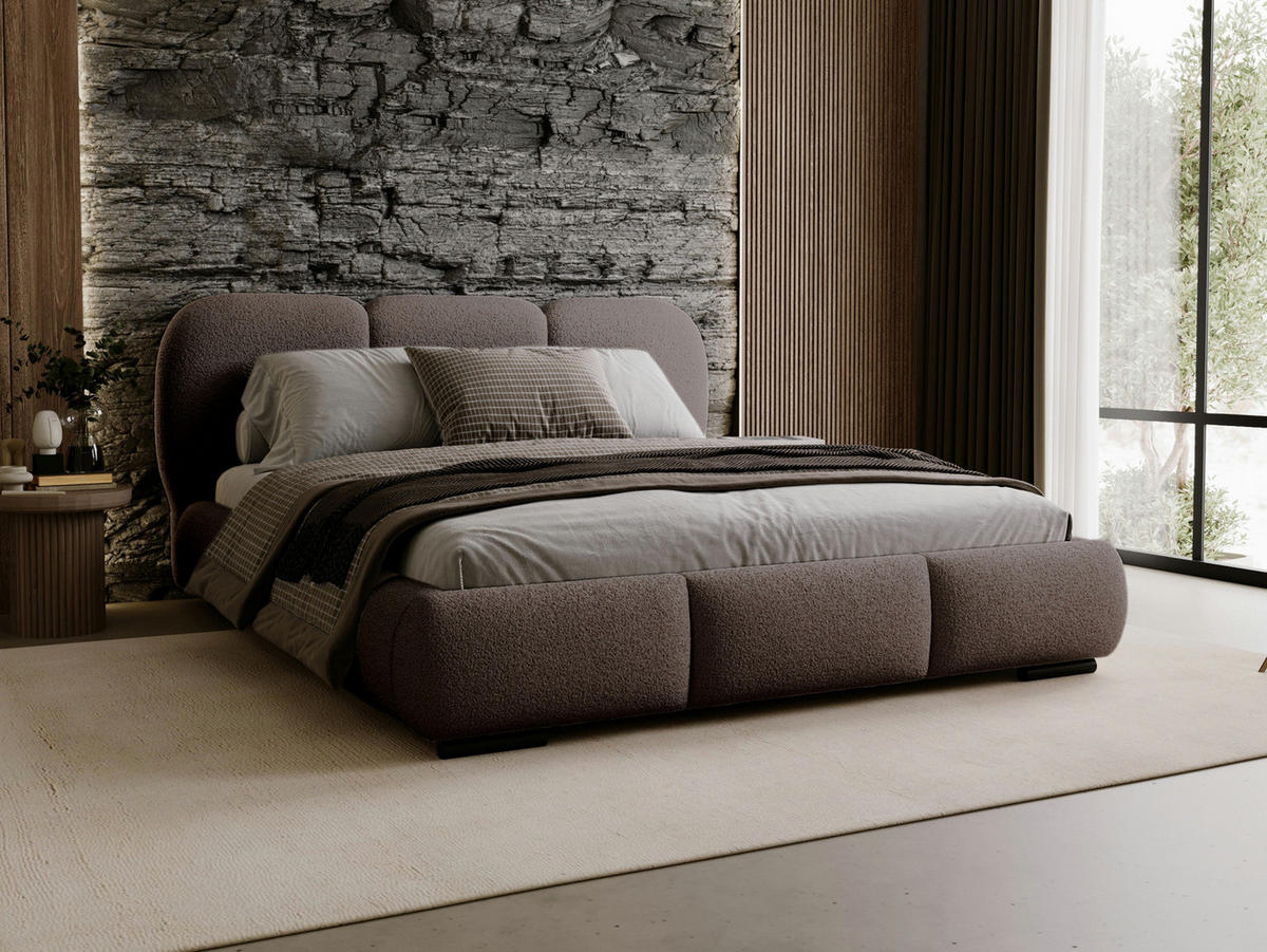 POLSTERBETT mit Bouclé-Stoff 180x200 Braun - Braun, Holzwerkstoff (180/200cm) - Compleo24